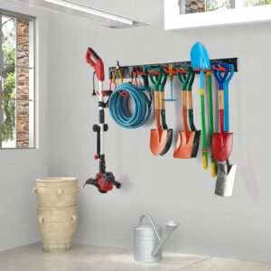 Ultrawall Multi-Storage Garage Hooks, Utility Rack with Multiple Installation Methods, Wall-Mounted Garden Tool Organizer System for Shovels, Rakes, Ladders,17pcs