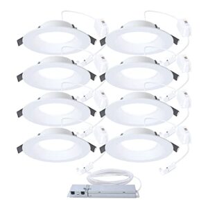 halo quicklink 6 inch canless direct mount recessed lighting led light for ceiling and shower - 8 pack starter kit - 665 lumens - 5 selectable color temperatures, 0-10v commercial dimming