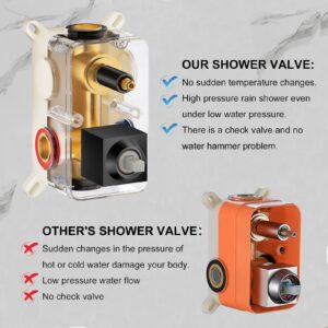 JOMEOO 12 Inch Matte Black Shower System, Wall Mounted High Pressure Rain Shower Head with Handheld Sprayer, Bathroom Luxury Black Shower Head Shower Faucet Set Rough in Valve Body and Trim