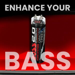 BOSS Audio Systems CPBK2 Car Capacitor - 2 Farad, Energy Storage, Enhance Bass From Stereo, 3 Digit Voltage Display, Charging Status LED