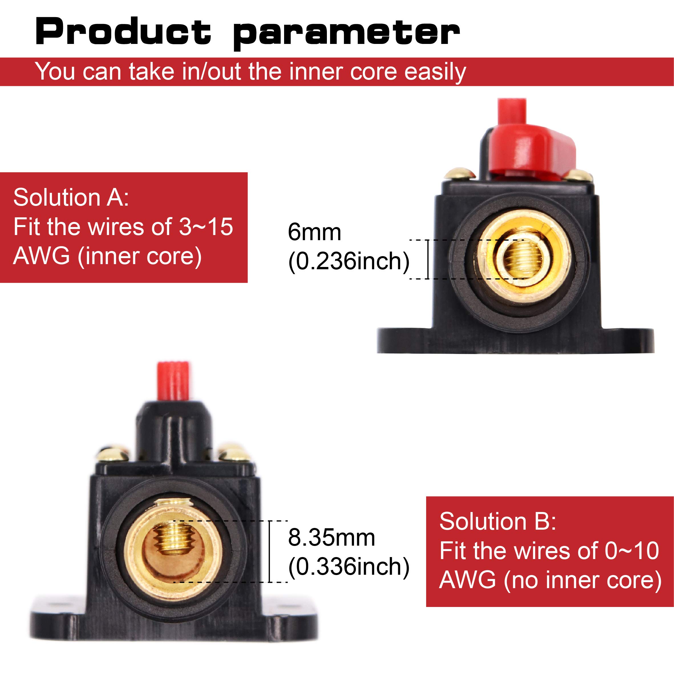 150A Audio Inline Circuit Breaker Reset Fuse Holder 12V-24V DC with Manual Reset and installation Screws for Car Audio, Stereo Switch and Solar Inverter System