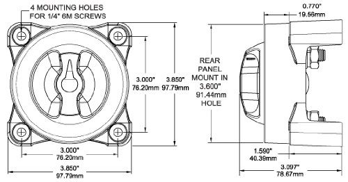 Blue Sea Systems 9003E e-Series Battery Switch, On/Off, Red