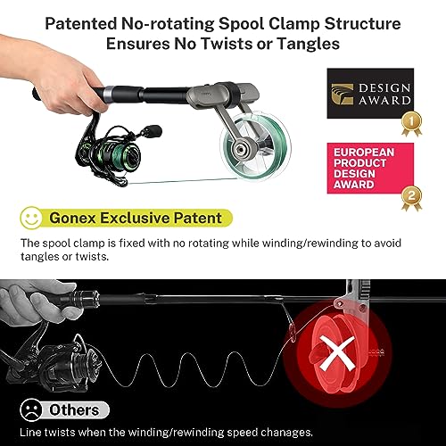 Gonex Fishing Line Spooler with Unwinding Function Installation-Free Fishing line Winder Spooler for Spinning Reel Cast Reel and Spincast Reel Spool Spooling Station System