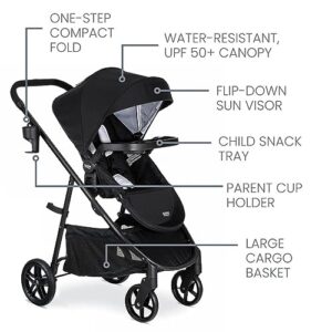 Britax Willow Brook Baby Travel System, Infant Car Seat and Stroller Combo with Aspen Base, ClickTight Technology, RightSize System and 4 Ways to Stroll, Onyx Glacier