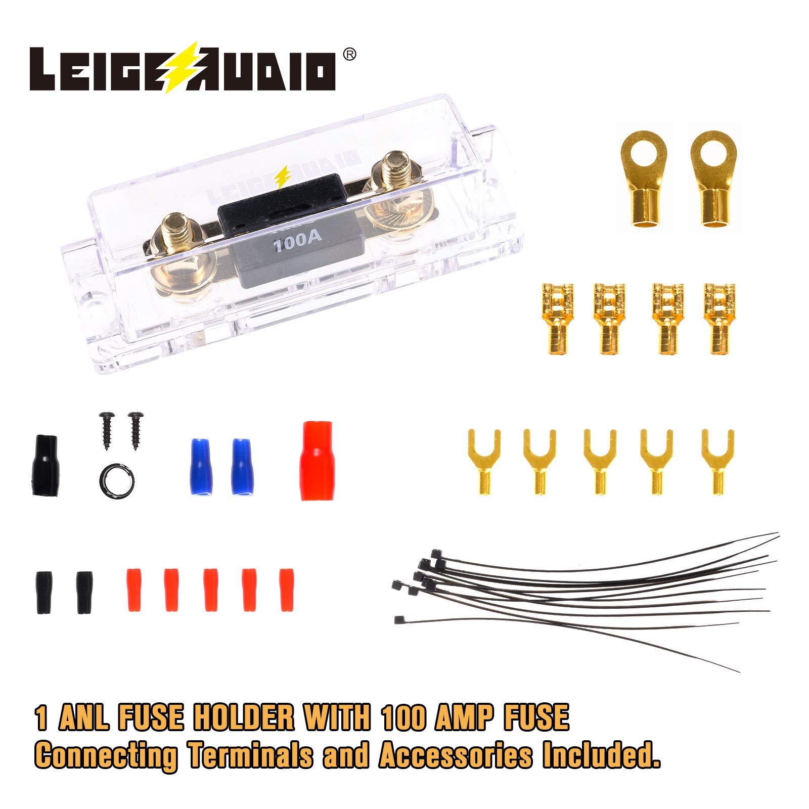 LEIGESAUDIO 4 Gauge Amp Wiring Kit Ture 4 AWG Amplifier Installation Wiring Kit - Car Subwoofer Wiring Kit Helps You Make Connections and Brings Power to Your Radio, Subwoofer and Speakers