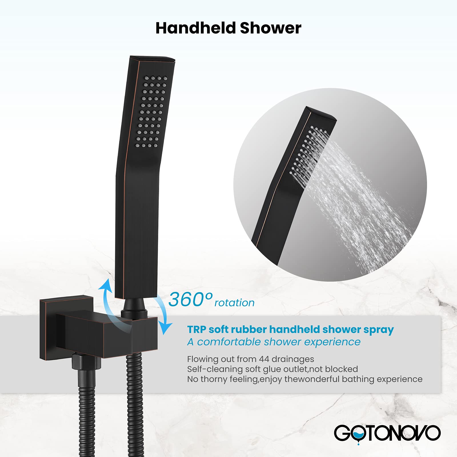 gotonovo Rainfall Bathroom Shower System Rain Shower Head and Handle Set Wall Mounted Shower Complete Combo Solid Brass Pressure Balancing Shower Mixer Valve 12 Inch Oil Rubbed Bronze