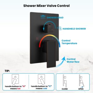 gotonovo Rainfall Bathroom Shower System Rain Shower Head and Handle Set Wall Mounted Shower Complete Combo Solid Brass Pressure Balancing Shower Mixer Valve 12 Inch Oil Rubbed Bronze