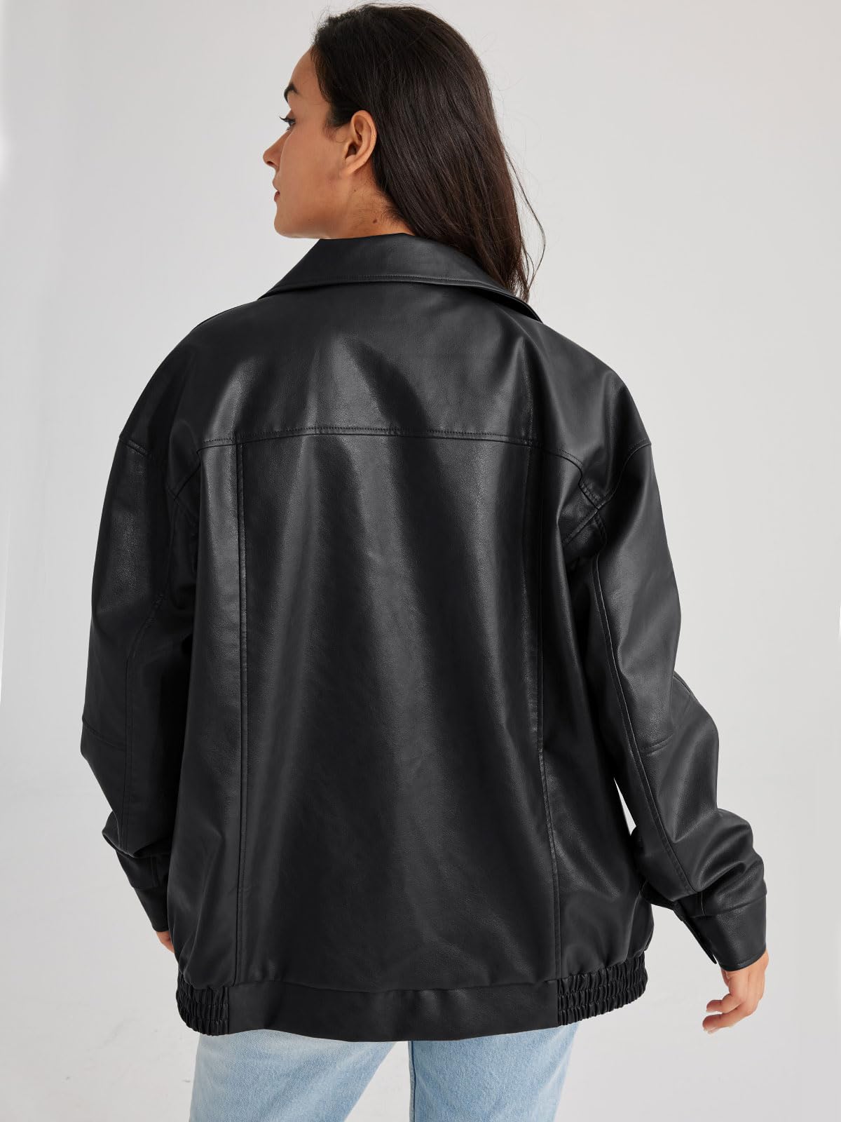 Trendy Queen Women's Leather Jackets Oversized Faux Motorcycle Plus Size Moto Biker Coat Fall Outfits Fashion Clothes 2024