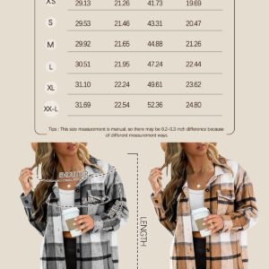 AUTOMET Womens Fall Outfits Fashion Clothes Tops Oversized Flannel Jackets Shirts Button Down Long Sleeve Shacket Blouse 2024 Apricot