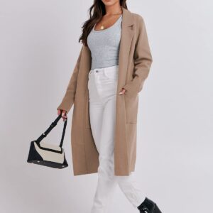 ANRABESS Women Cardigan Oversized Open Front Sweater Coat Lady Blazer Jacket Fall Outwear Coatigan 2024 Trendy Outfits Khaki Medium