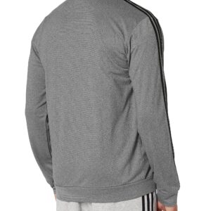 adidas Men's Three Stripe Tricot Full-Zip Jacket, Dark Grey Heather, Medium