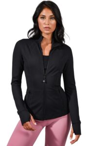 90 degree by reflex women’s lightweight, full zip running track jacket - black - large