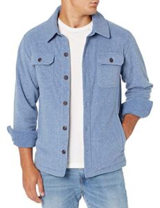 amazon essentials men's long-sleeve polar fleece shirt jacket, indigo blue heather, medium