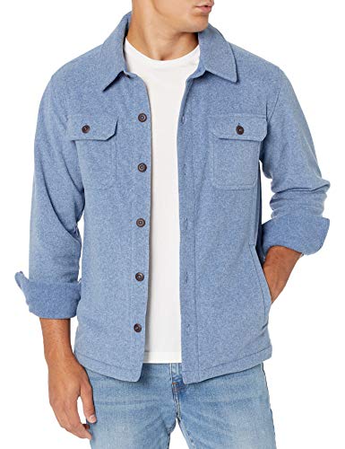 Amazon Essentials Men's Long-Sleeve Polar Fleece Shirt Jacket, Indigo Blue Heather, Medium