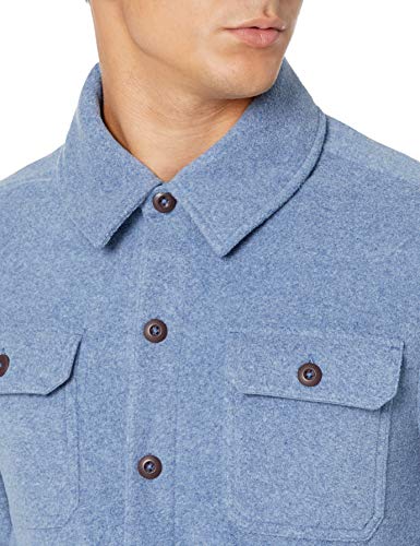 Amazon Essentials Men's Long-Sleeve Polar Fleece Shirt Jacket, Indigo Blue Heather, Medium