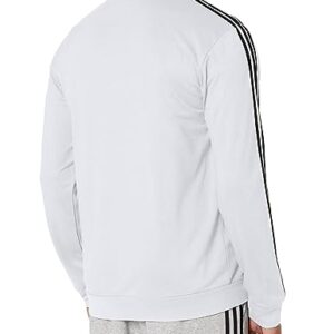 adidas Men's Three Stripe Tricot Full-Zip Jacket, Light Grey Heather, Medium