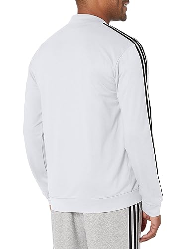 adidas Men's Three Stripe Tricot Full-Zip Jacket, Light Grey Heather, Medium