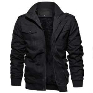 EKLENTSON Winter Jacket Men Cargo Jacket Fleece Jacket Black Jacket Men Windbreaker Thermal Jacket Men Work Jacket for Men