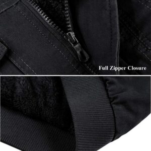 EKLENTSON Winter Jacket Men Cargo Jacket Fleece Jacket Black Jacket Men Windbreaker Thermal Jacket Men Work Jacket for Men