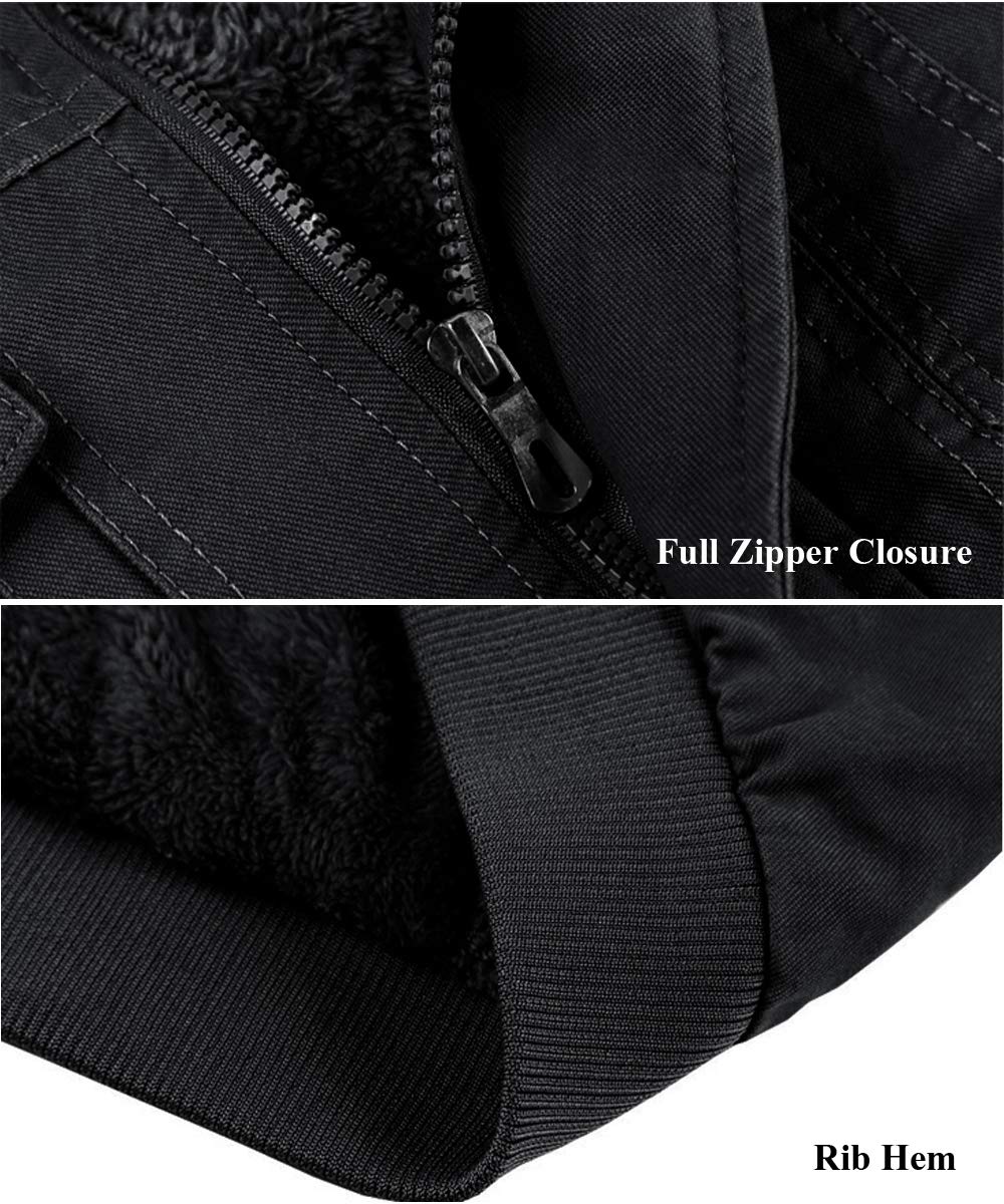 EKLENTSON Winter Jacket Men Cargo Jacket Fleece Jacket Black Jacket Men Windbreaker Thermal Jacket Men Work Jacket for Men