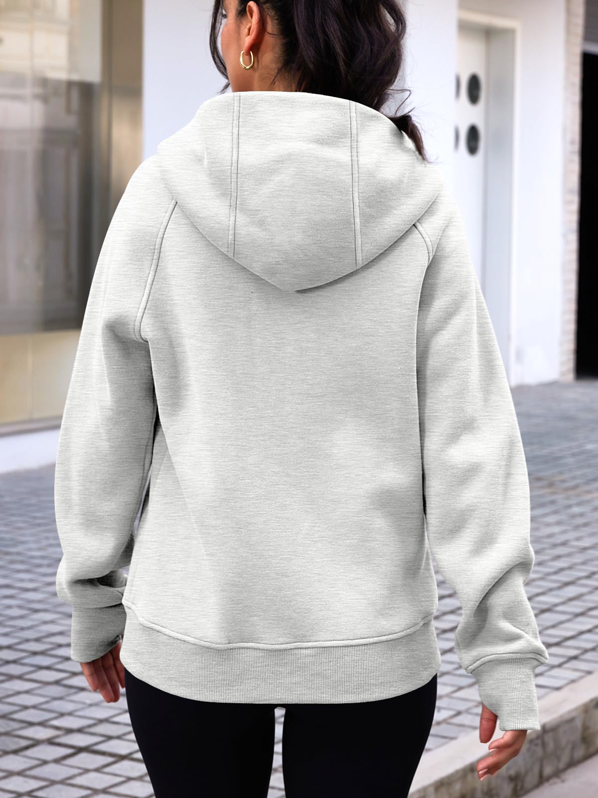 Trendy Queen Womens Zip Up Hoodies Oversized Sweatshirts Fall Outfits Long Sleeve Fleece Sweaters With Pockets Full Zip Winter Coats Jackets Y2k Clothes Teen Girls Fashion Grey