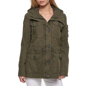 Levi's Women's Cotton Four Pocket Hooded Field Jacket, Army Green, L