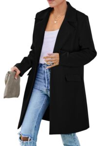 prettygarden women's 2024 fall long blazer jackets long sleeve lapel pockets loose fit work casual blazers outerwear (black,small)