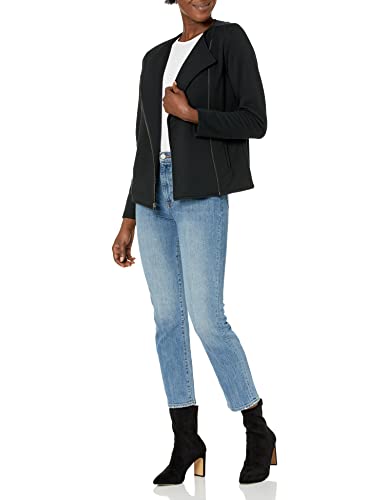 The Drop Women's @caralynmirand Long Sleeve Knit Moto Jacket, Black, S