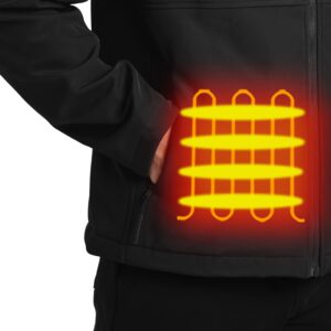 PTAHDUS Men's Heated Jacket Soft Shell with Hand Warmer, with 7.4V Battery Pack (Large, Black)