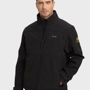 PTAHDUS Men's Heated Jacket Soft Shell with Hand Warmer, with 7.4V Battery Pack (Large, Black)