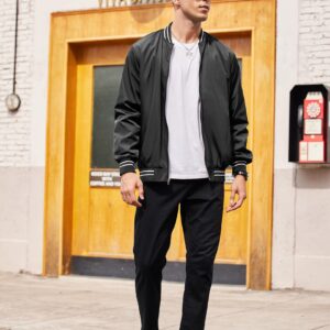 COOFANDY Varsity Jackets For Men Fashion Light Weight Bomber Jackets Windbreaker Waterproof Black