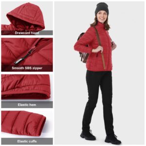 Outdoor Ventures Women's Packable Lightweight Full-Zip Puffer Jacket with Hood Quilted Winter Coat