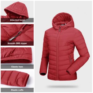 Outdoor Ventures Women's Packable Lightweight Full-Zip Puffer Jacket with Hood Quilted Winter Coat