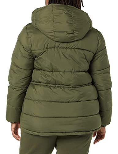 Amazon Essentials Women's Heavyweight Puffer Jacket with Drawstring Waist, Olive, Medium