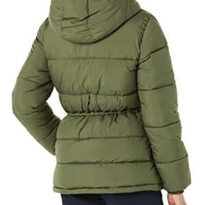 Amazon Essentials Women's Heavyweight Puffer Jacket with Drawstring Waist, Olive, Medium