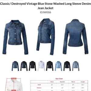 Design by Olivia Women's Classic/Destroyed Vintage Washed Long Sleeve Denim Jean Jacket Medium Denim L