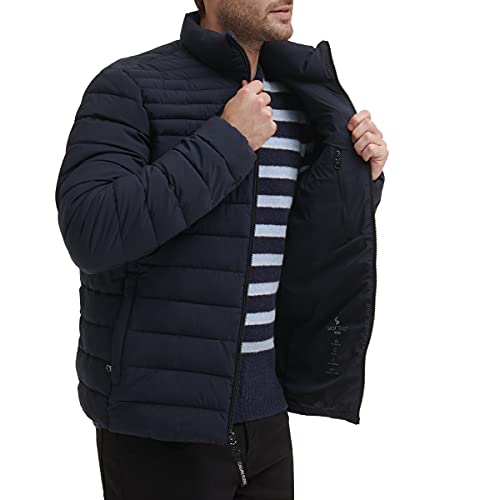 Calvin Klein Men's Lightweight Water Resistant Packable Down Puffer Jacket (Standard and Big & Tall), Navy, Medium