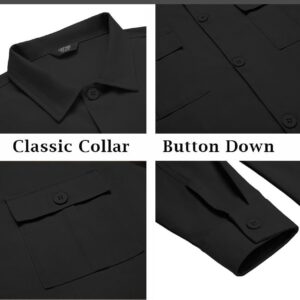 COOFANDY Long Sleeve Shirt Jackets for Men Cotton Linen Casual Shacket Work Button Down Overshirt