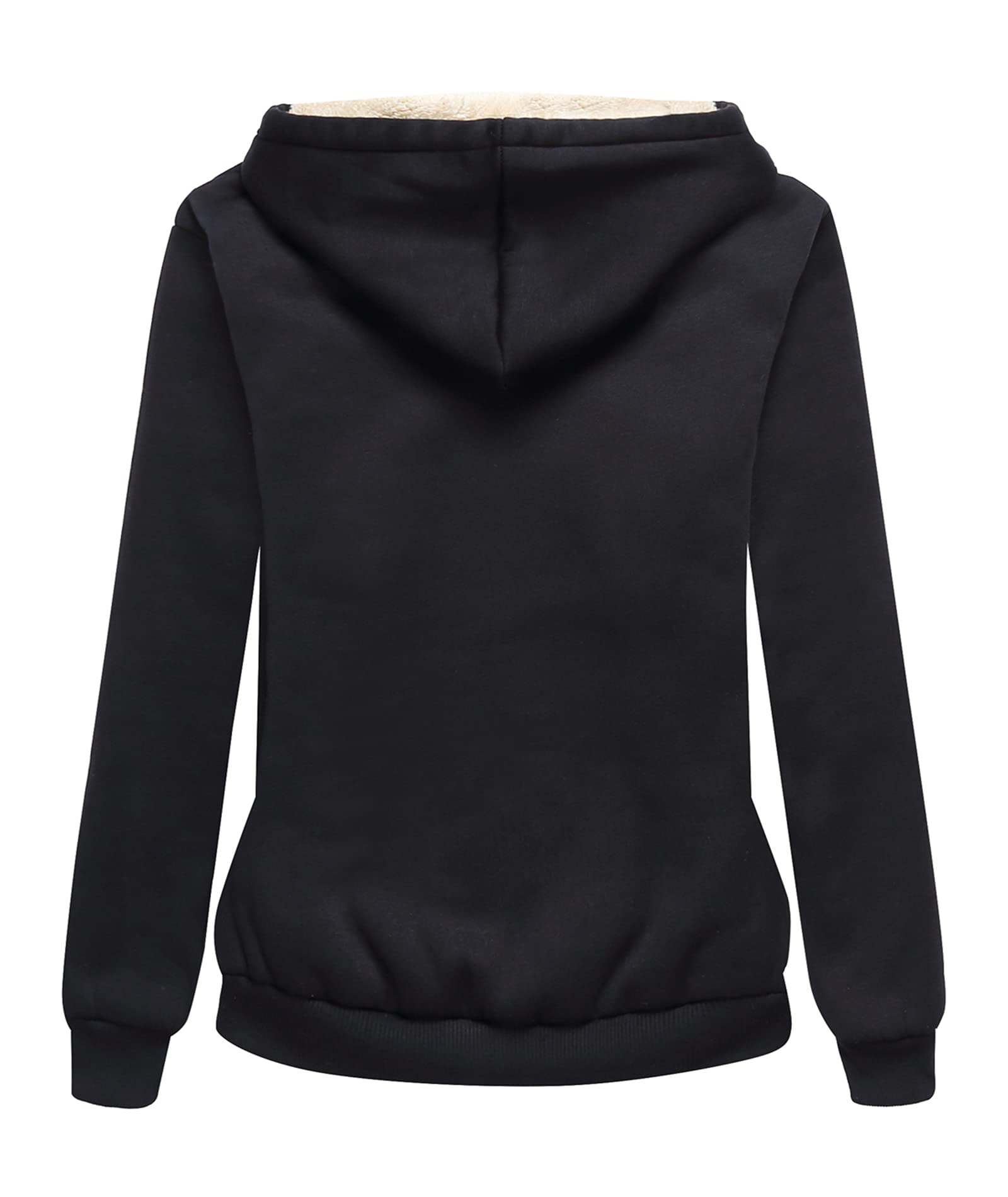 SWISSWELL Hoodies for Women Winter Fleece Sweatshirt - Full Zip Up Thick Sherpa Lined Black XX-Large