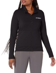 adidas women's terrex multi light fleece full zip jacket, black, medium