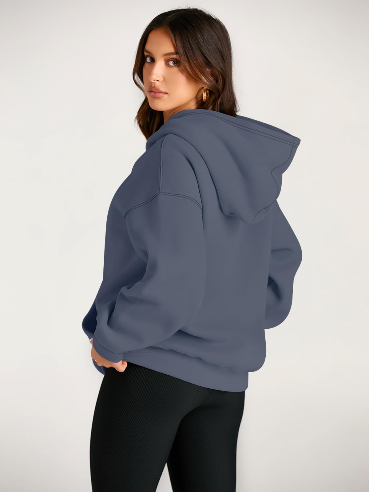 Trendy Queen Oversized Hoodies for Women Cute Sweatshirts Fleece Jackets Long Sleeve Sweaters Loose Casual Pullover Fall Fashion 2024 Winter Y2k Clothes Teen Girls Dusty Blue