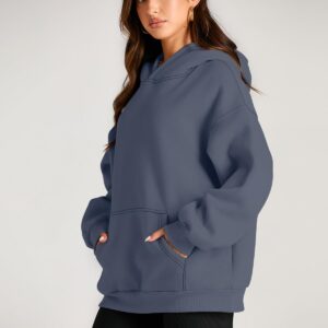 Trendy Queen Oversized Hoodies for Women Cute Sweatshirts Fleece Jackets Long Sleeve Sweaters Loose Casual Pullover Fall Fashion 2024 Winter Y2k Clothes Teen Girls Dusty Blue