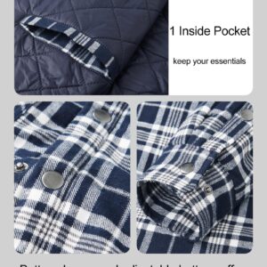 MAGCOMSEN Men's Cotton Flannel Jacket Thicken Plaid Long Sleeve Loose Hooded Shirts Jacket Men Padded Coat Flannel Hooded Shirt Jacket