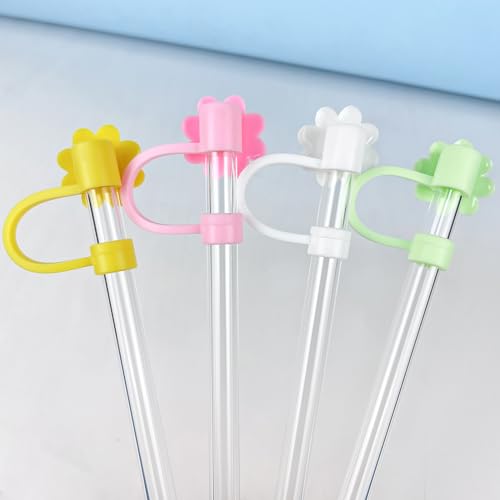 4Pcs Silicone Straw Covers Compatible with Stanley Cups, Dust-Proof Straw Caps for Water Bottles