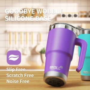 Mollcity Insulated Tumbler with Handle 16 oz Stainless Steel Double Wall Vacuum Tumbler Travel Water Cup with Lid and Straw, BPA Free (Purple)