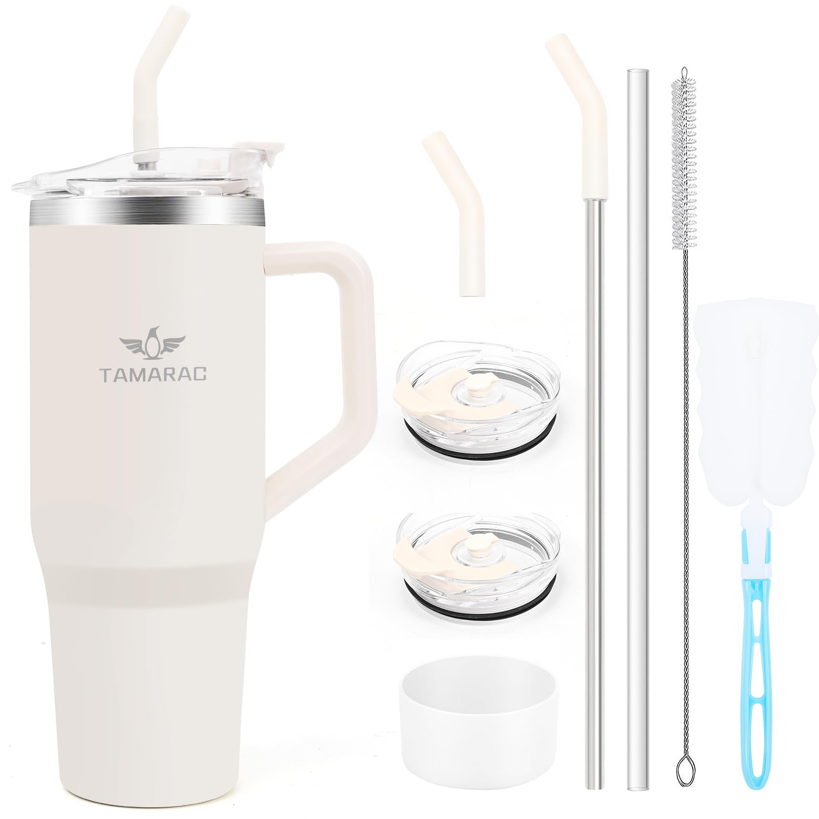 Tamarac 40 oz tumbler With Handle and Straw Lid Travel Mug Straw Covers Cup with Lid Travel Mug Vacuum Insulated Stainless Steel Mug with Sip-It-Your-Way Lid