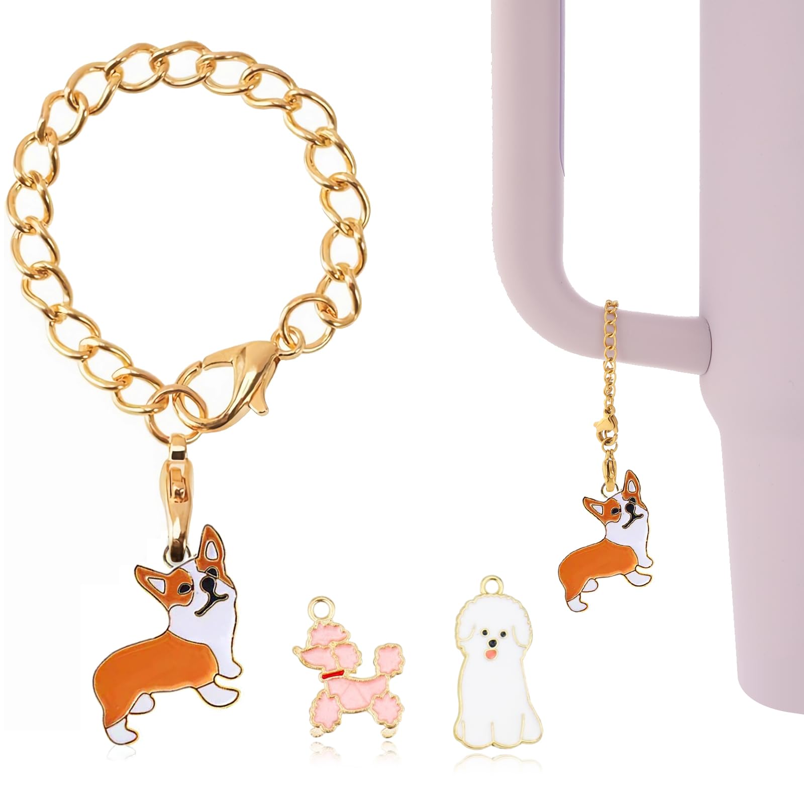 CIZULFY Charm for Stanley Cup Accessories, Cute Dog Charm for Stanley/Simple Modern/Yeti Cup with Handle, Stanley Cup Charms for Stanley Accessories.