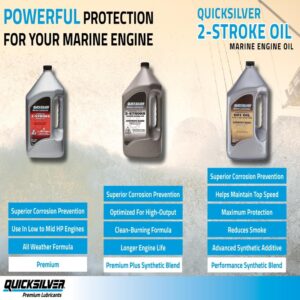 Quicksilver 858026Q01 Premium Plus 2-Stroke Marine Engine Oil Synthetic Blend, 32 Oz.