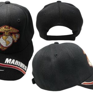 Trade Winds Marines USMC EGA Emblem Insignia Marine Corps Swirl Black Acrylic Adjustable Embroidered Baseball Hat Cap - Officially Licensed