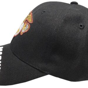 Trade Winds Marines USMC EGA Emblem Insignia Marine Corps Swirl Black Acrylic Adjustable Embroidered Baseball Hat Cap - Officially Licensed